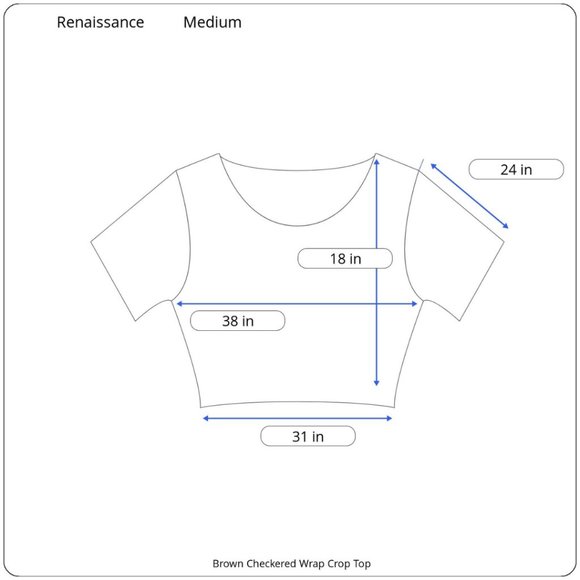 RENAISSANCE Sportswear Brown Checkered Wrap Crop Top in Size Medium - Picture 6 of 6